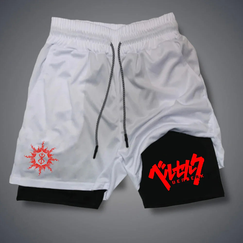 2 in 1 Compression Shorts for Men Gym Workout Running Shorts