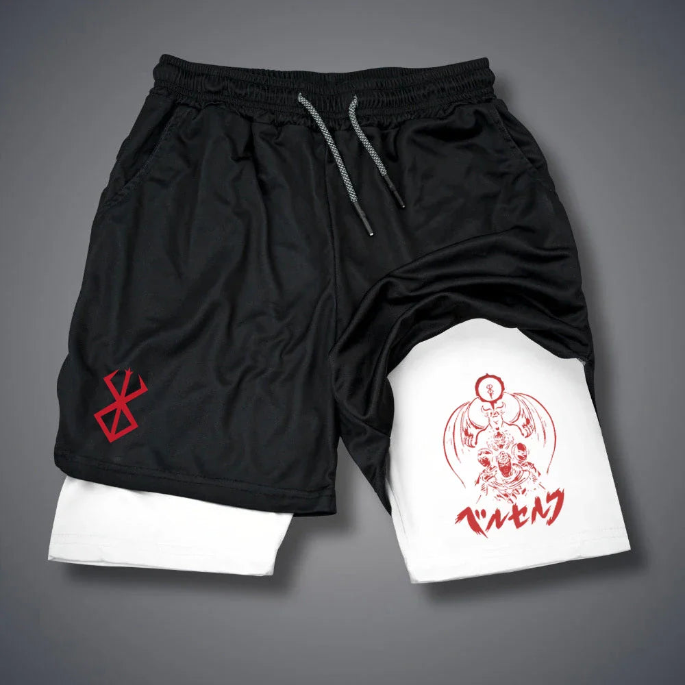 2 in 1 Compression Shorts for Men Gym Workout Running Shorts