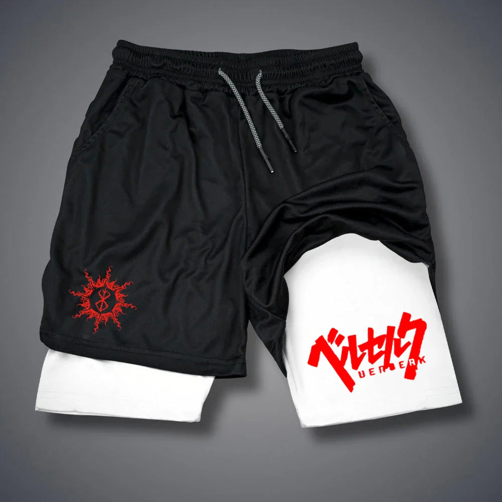 2 in 1 Compression Shorts for Men Gym Workout Running Shorts