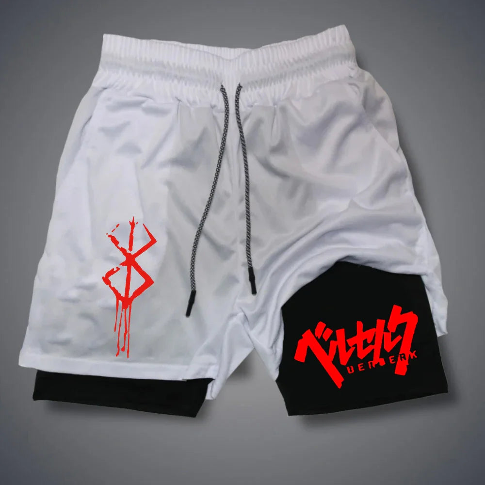 2 in 1 Compression Shorts for Men Gym Workout Running Shorts