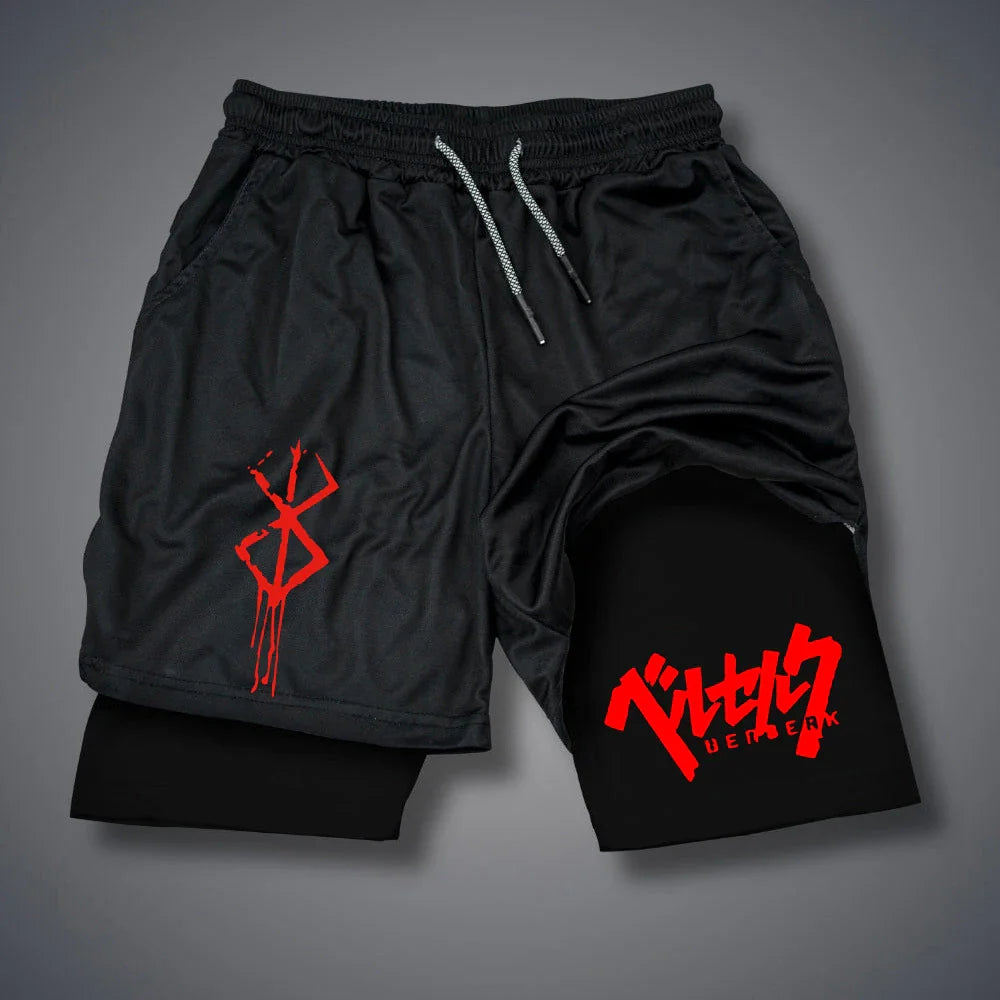 2 in 1 Compression Shorts for Men Gym Workout Running Shorts