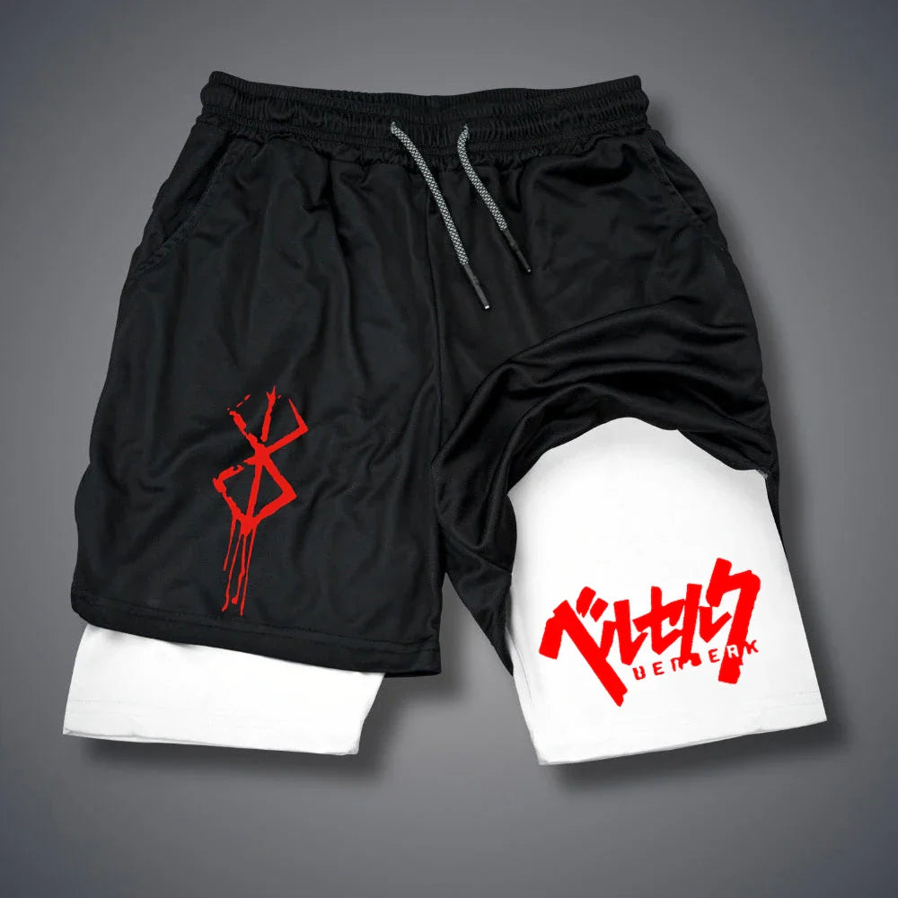 2 in 1 Compression Shorts for Men Gym Workout Running Shorts